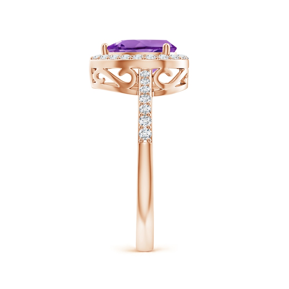 8x6mm AA Prong-Set Pear Amethyst Ring with Diamond Halo in 9K Rose Gold side 299