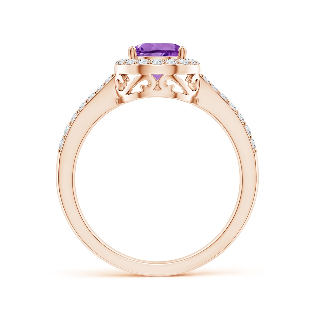 8x6mm AA Pear Amethyst Ring with Diamond Halo in Rose Gold Side-1