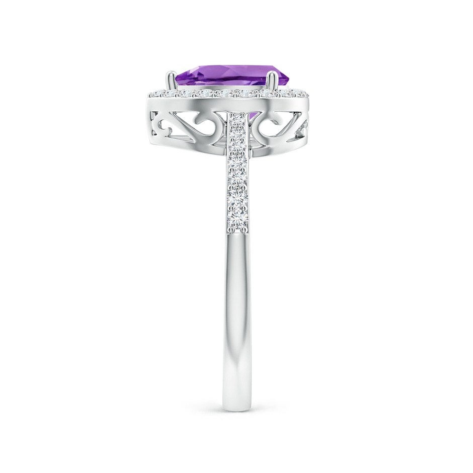 8x6mm AA Prong-Set Pear Amethyst Ring with Diamond Halo in White Gold side 299