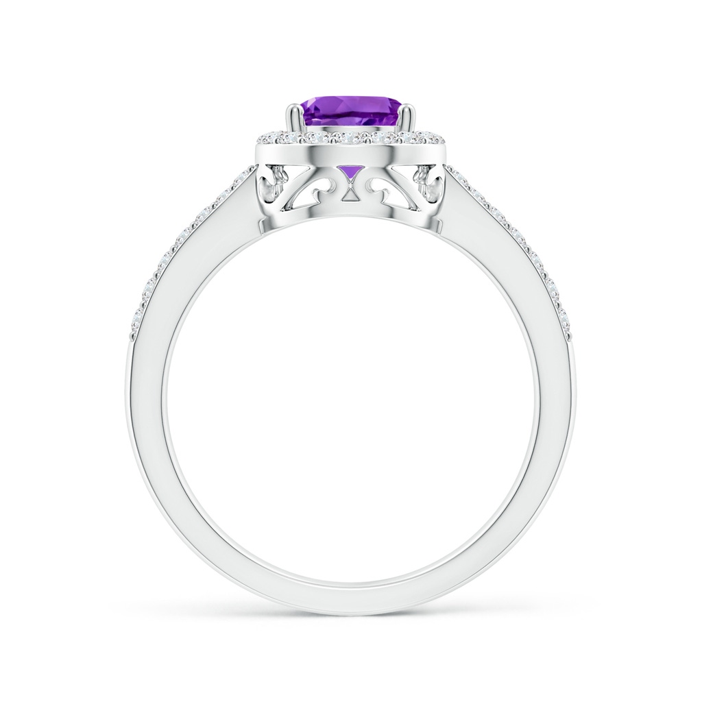 8x6mm AAA Pear Amethyst Ring with Diamond Halo in P950 Platinum Side-1