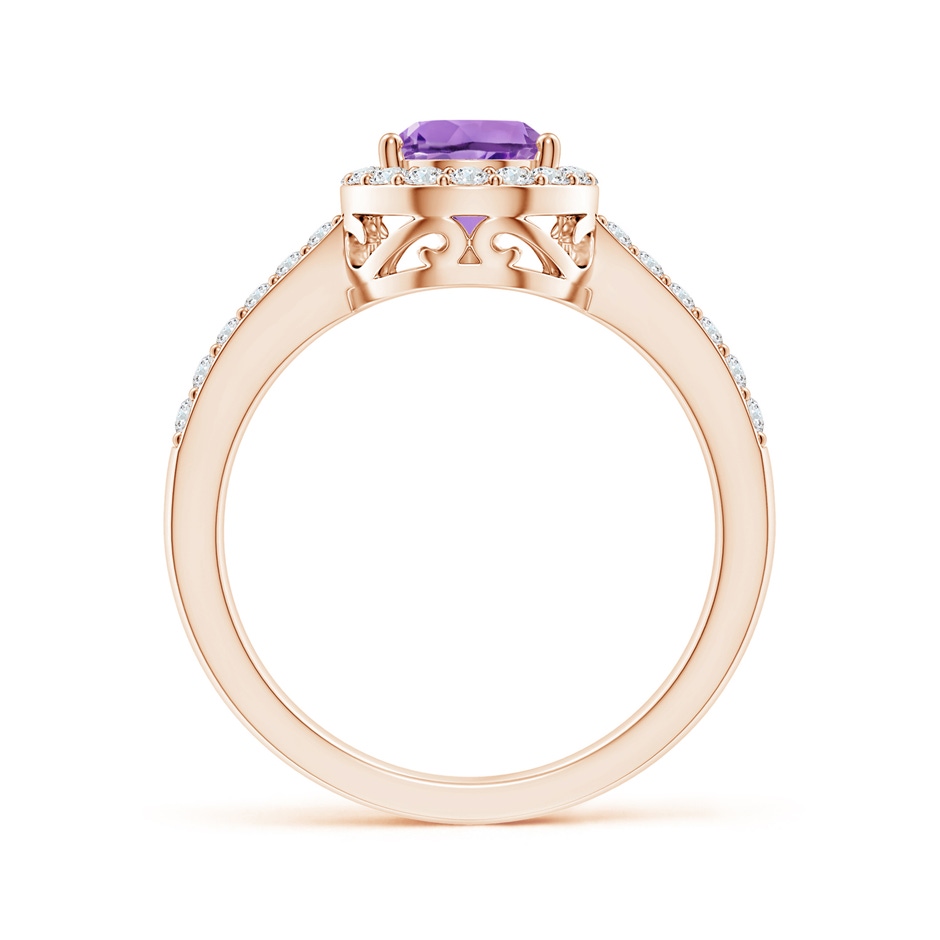 9x6mm A Prong-Set Pear Amethyst Ring with Diamond Halo in Rose Gold side 199