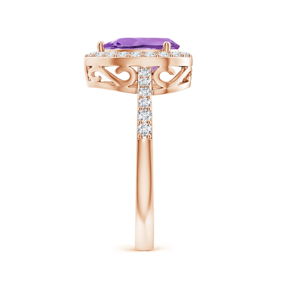 9x6mm A Prong-Set Pear Amethyst Ring with Diamond Halo in Rose Gold side 299