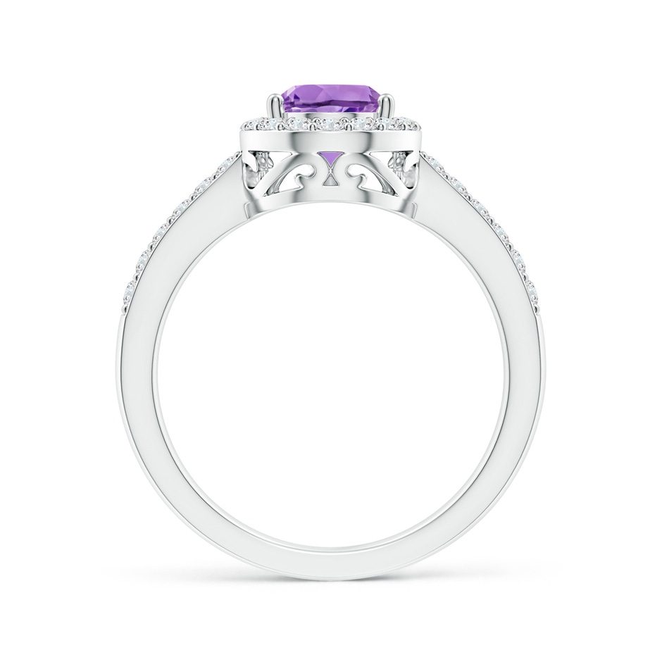 9x6mm A Prong-Set Pear Amethyst Ring with Diamond Halo in White Gold side 199
