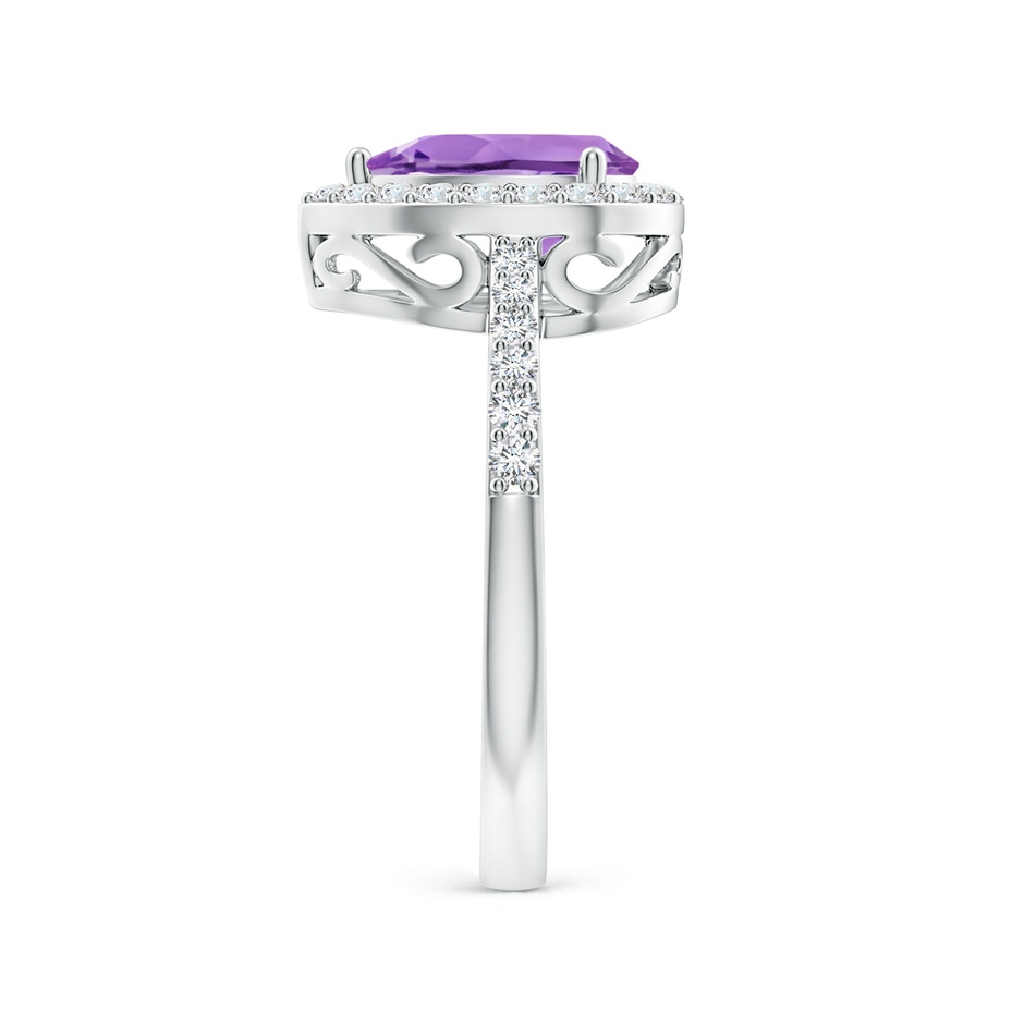 9x6mm A Prong-Set Pear Amethyst Ring with Diamond Halo in White Gold side 299