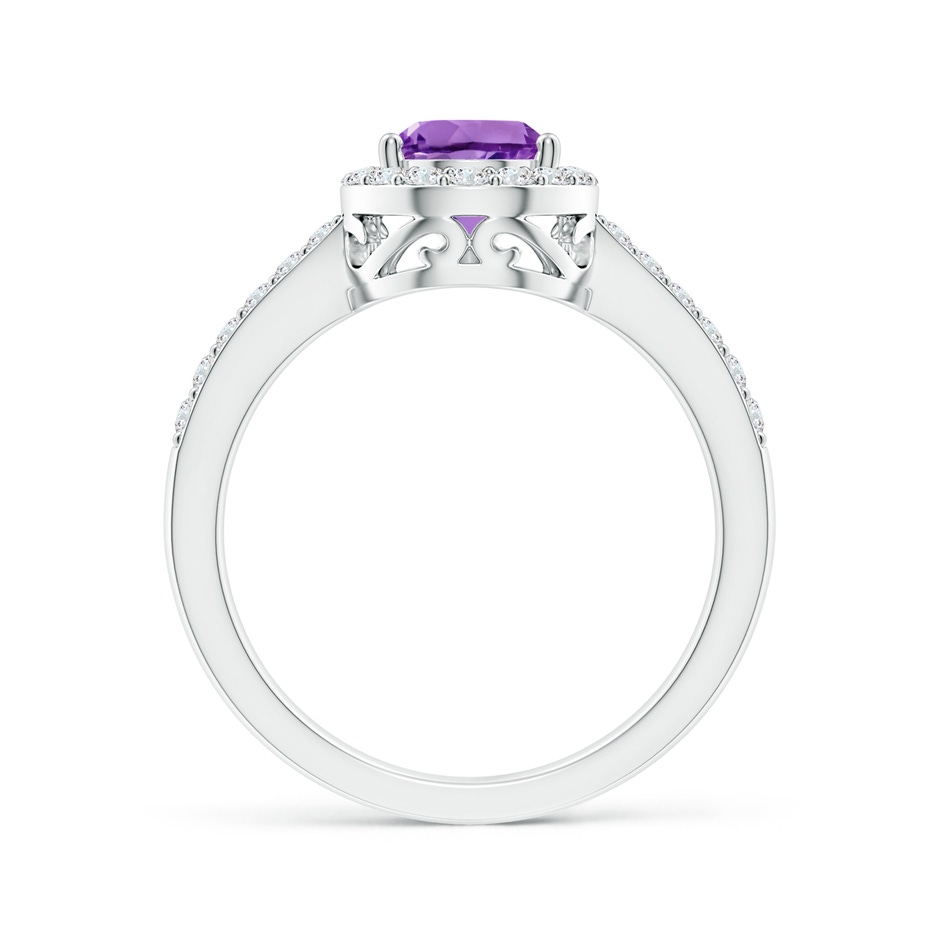 9x6mm AA Prong-Set Pear Amethyst Ring with Diamond Halo in White Gold side 199