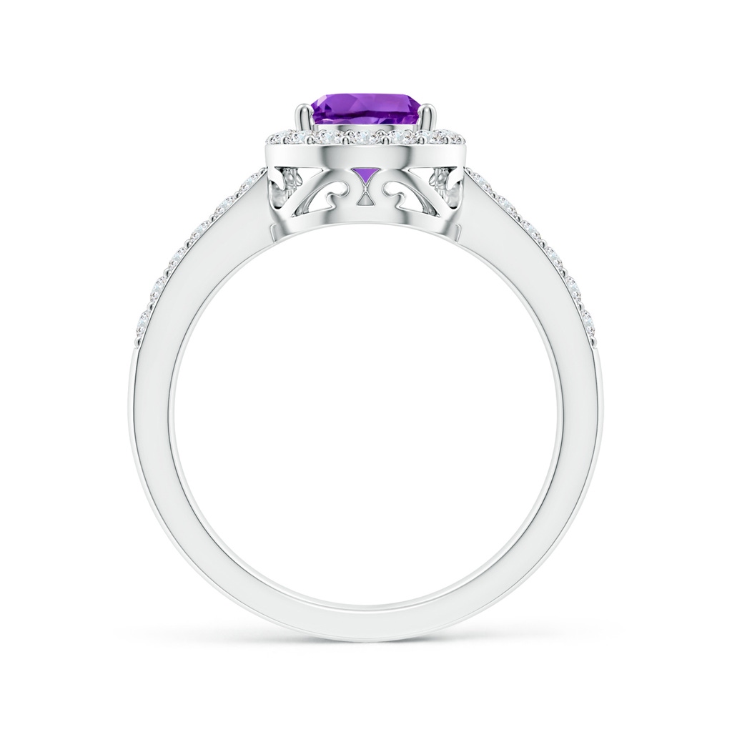 9x6mm AAA Pear Amethyst Ring with Diamond Halo in White Gold - side_1