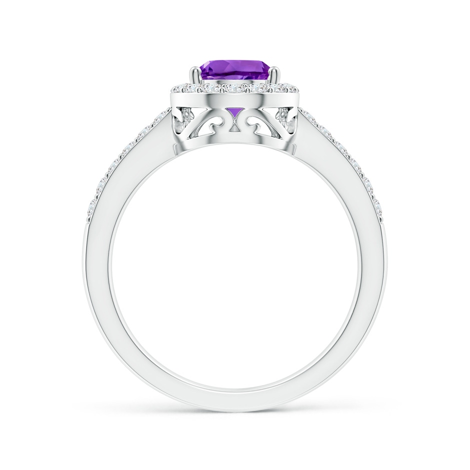 9x6mm AAA Pear Amethyst Ring with Diamond Halo in White Gold side-1