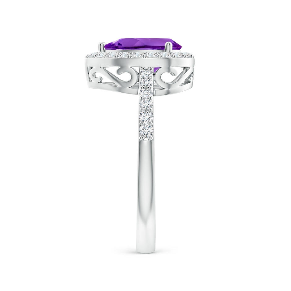 9x6mm AAA Prong-Set Pear Amethyst Ring with Diamond Halo in White Gold side 299