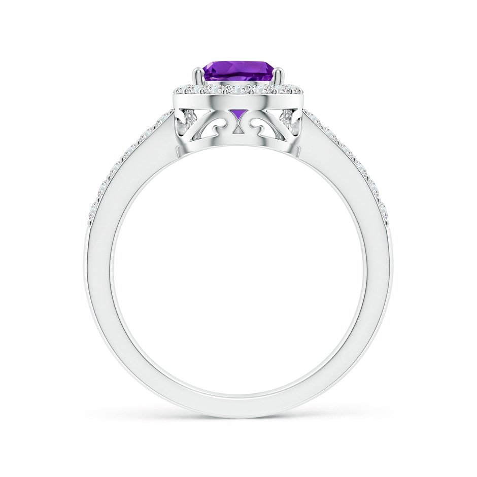 9x6mm AAAA Pear Amethyst Ring with Diamond Halo in P950 Platinum Side-1