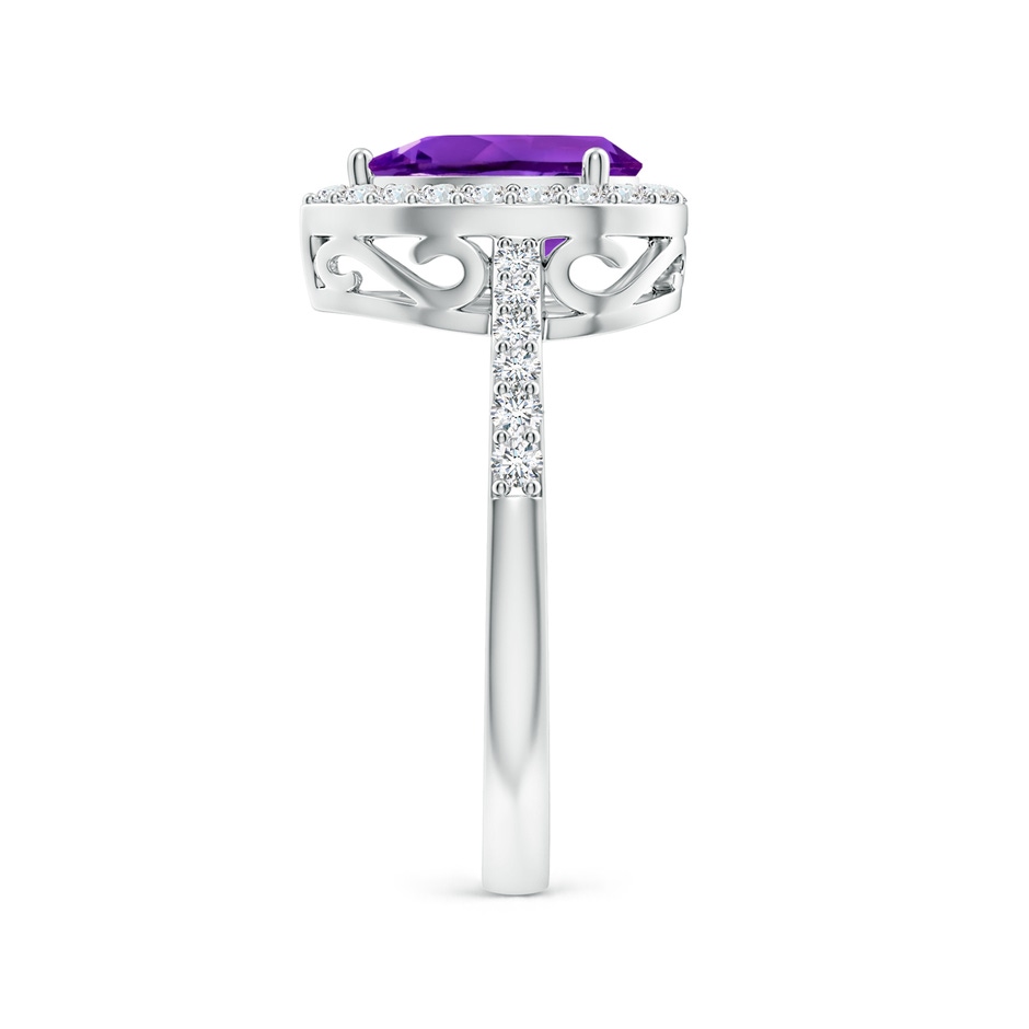 9x6mm AAAA Prong-Set Pear Amethyst Ring with Diamond Halo in White Gold side 299