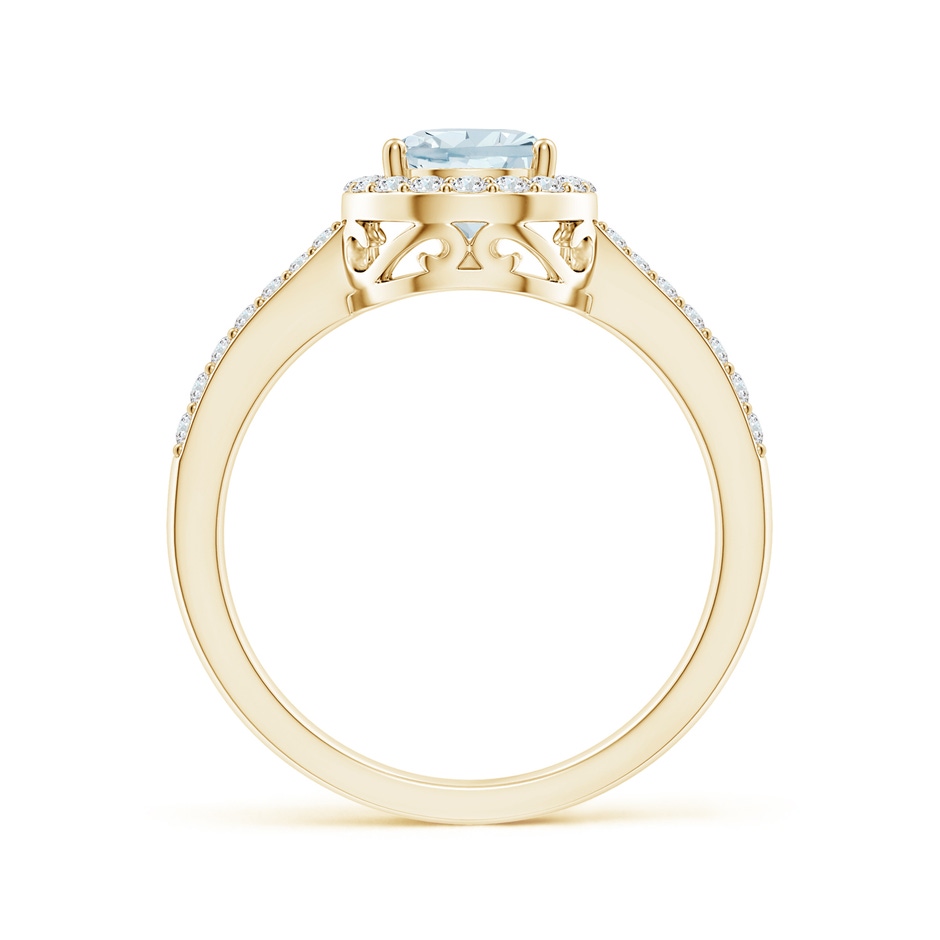 8x6mm A Prong-Set Pear Aquamarine Ring with Diamond Halo in 18K Yellow Gold side 199