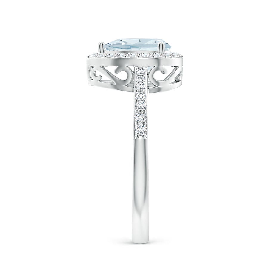 8x6mm A Prong-Set Pear Aquamarine Ring with Diamond Halo in 9K White Gold side 299