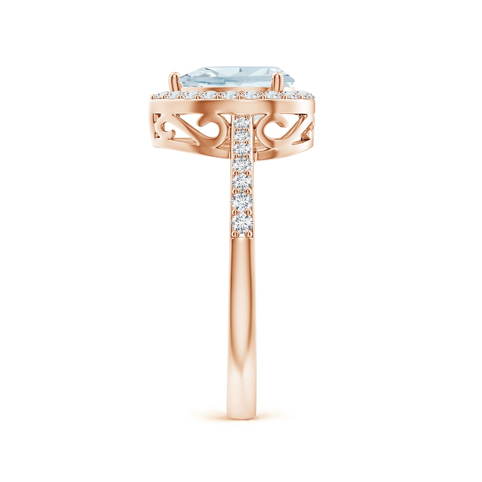 8x6mm A Prong-Set Pear Aquamarine Ring with Diamond Halo in Rose Gold side 299