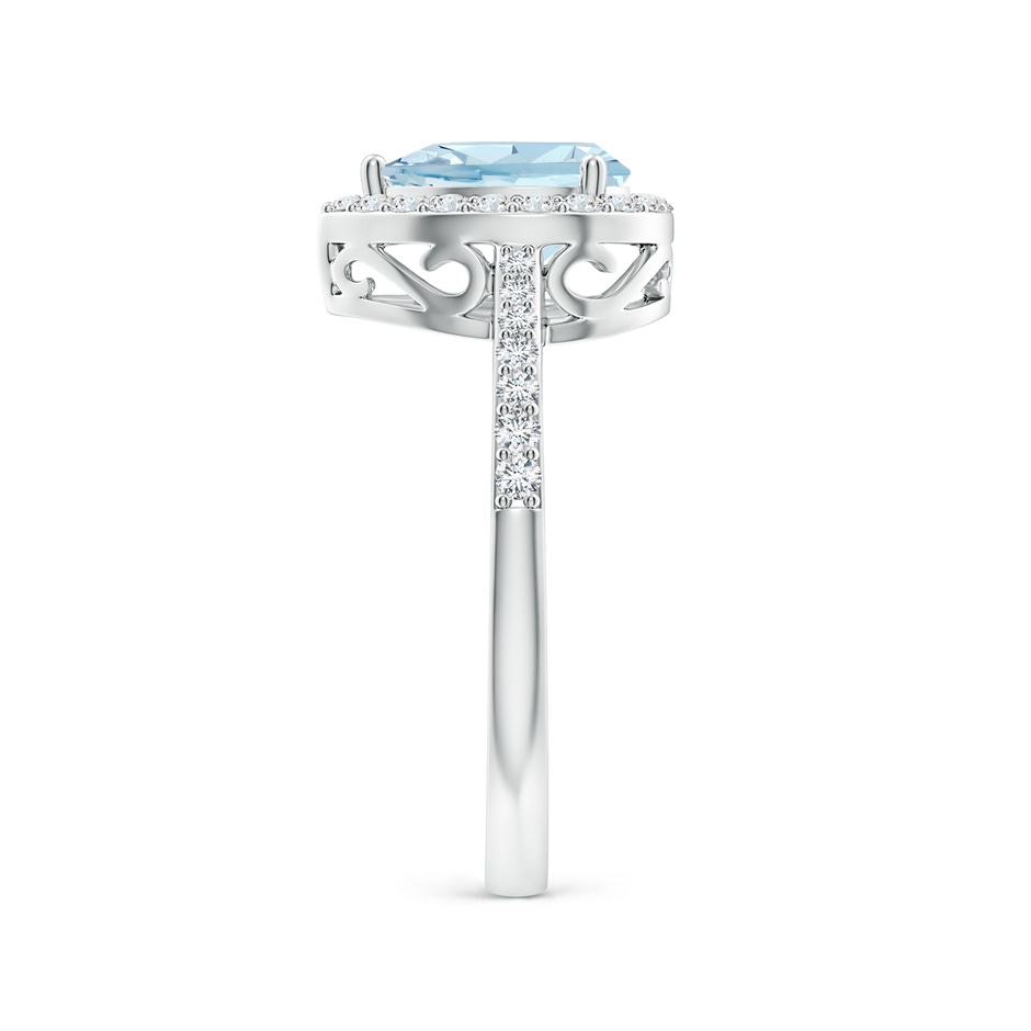 8x6mm AA Prong-Set Pear Aquamarine Ring with Diamond Halo in P950 Platinum side 299