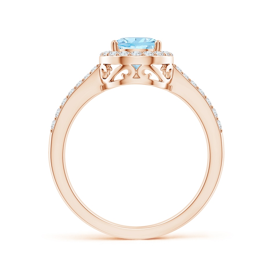 8x6mm AAAA Prong-Set Pear Aquamarine Ring with Diamond Halo in Rose Gold side 199
