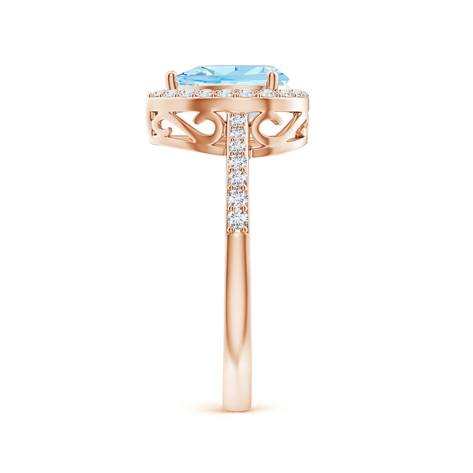 8x6mm AAAA Prong-Set Pear Aquamarine Ring with Diamond Halo in Rose Gold side 299