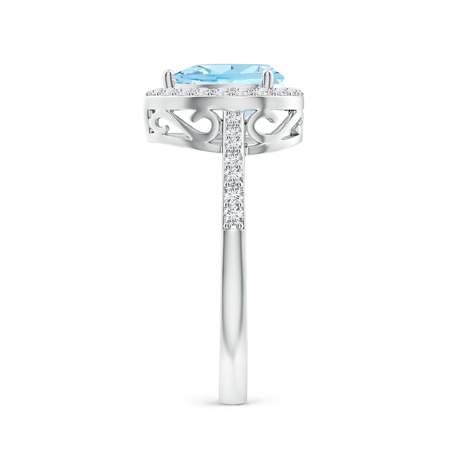 8x6mm AAAA Prong-Set Pear Aquamarine Ring with Diamond Halo in White Gold side 299