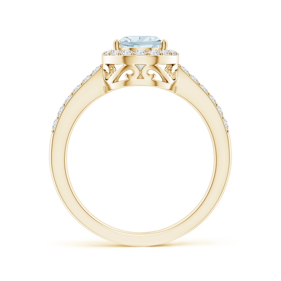 9x6mm A Prong-Set Pear Aquamarine Ring with Diamond Halo in Yellow Gold side 199
