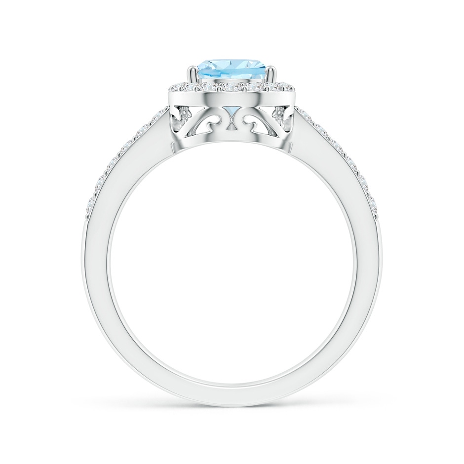 9x6mm AAA Pear Aquamarine Ring with Diamond Halo in White Gold side-1