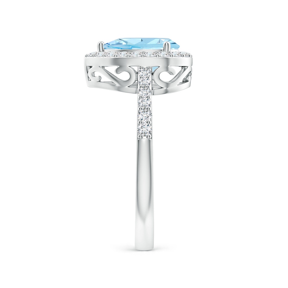 9x6mm AAAA Prong-Set Pear Aquamarine Ring with Diamond Halo in White Gold side 299