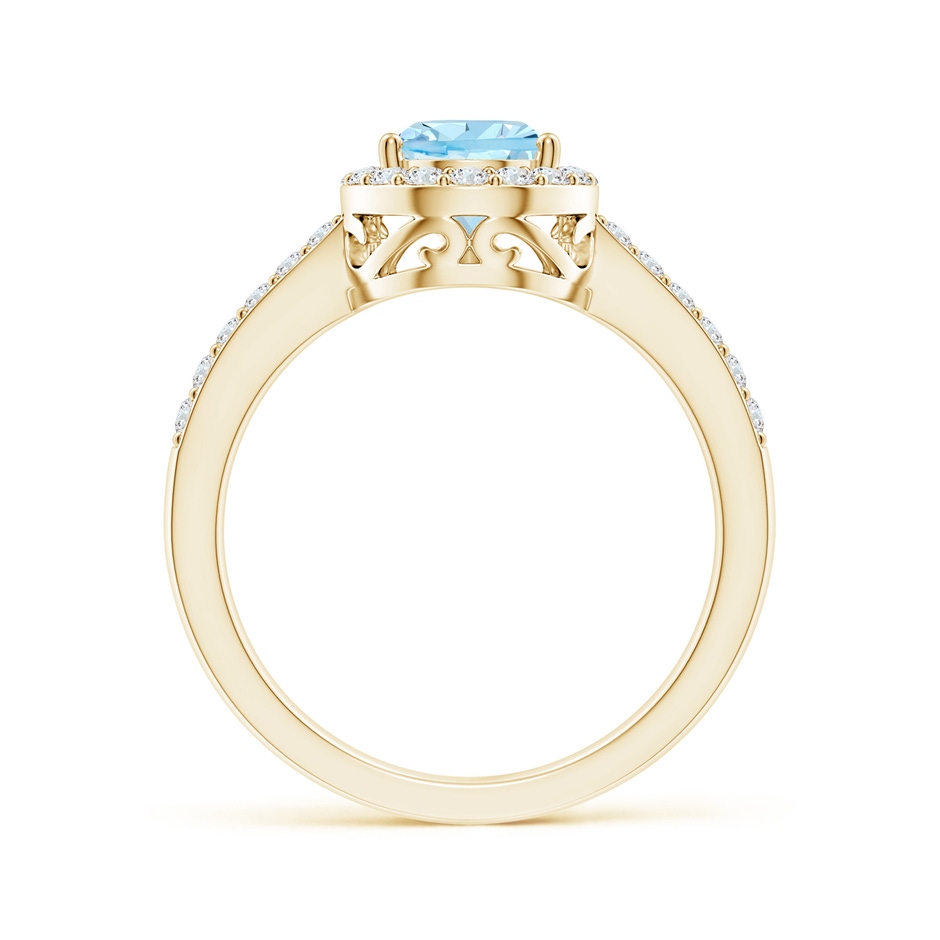 9x6mm AAAA Prong-Set Pear Aquamarine Ring with Diamond Halo in Yellow Gold side 199