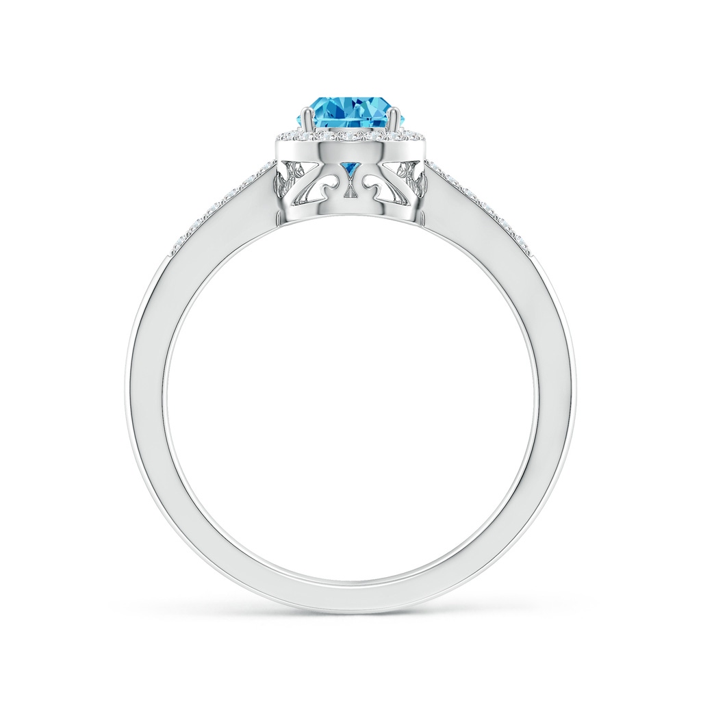 7x5mm AAAA Pear Fancy Intense Blue Diamond Ring with Halo in White Gold - side 199