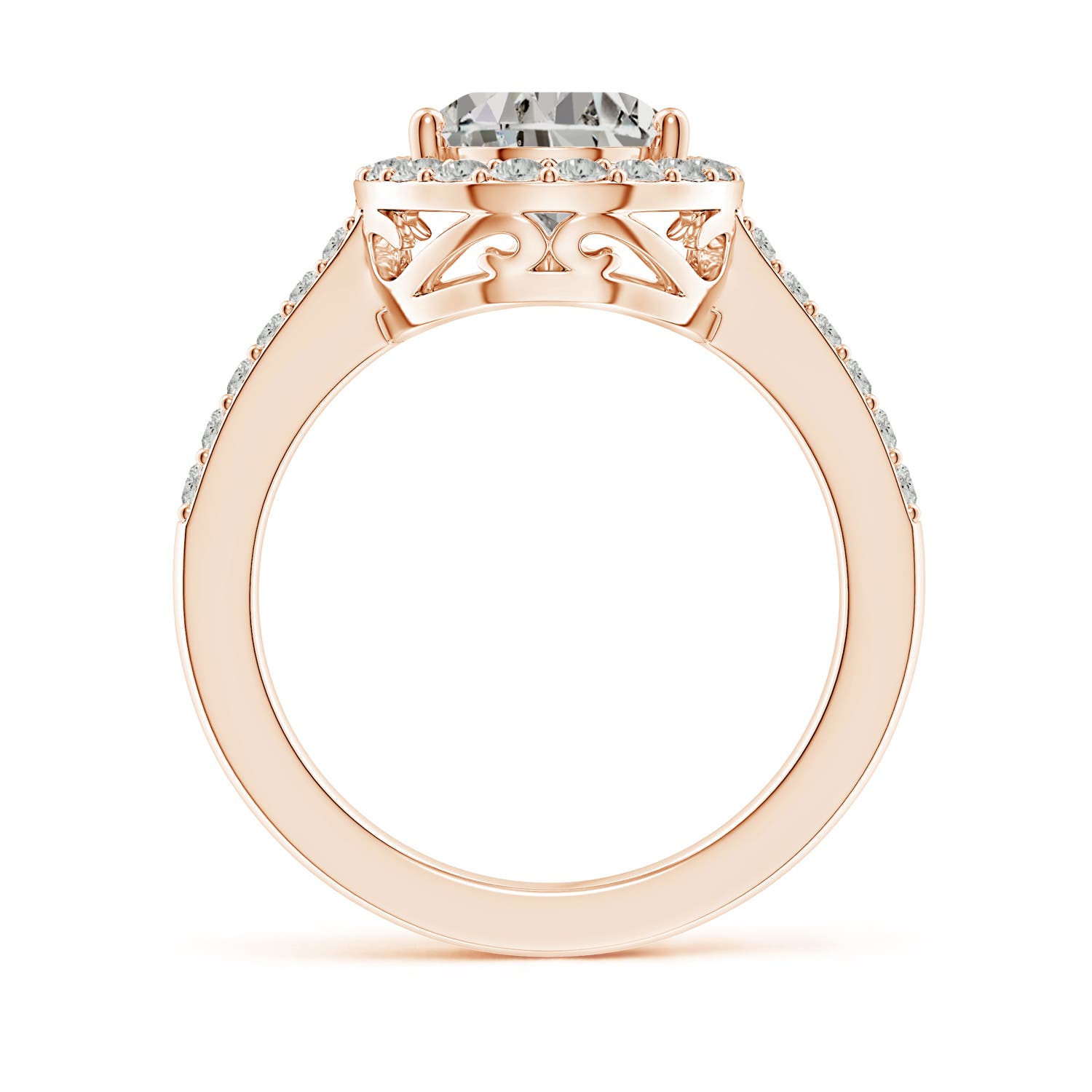 14x8mm KI3 Pear Diamond Ring with Halo in 18K Rose Gold