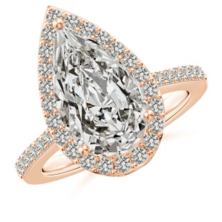 14x8mm KI3 Pear Diamond Ring with Halo in Rose Gold
