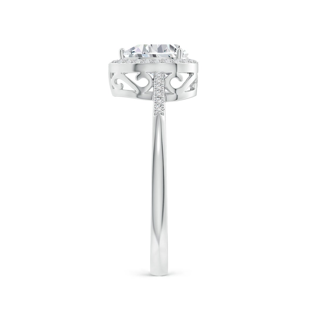 7x5mm HSI2 Pear Diamond Ring with Halo in White Gold - side 3