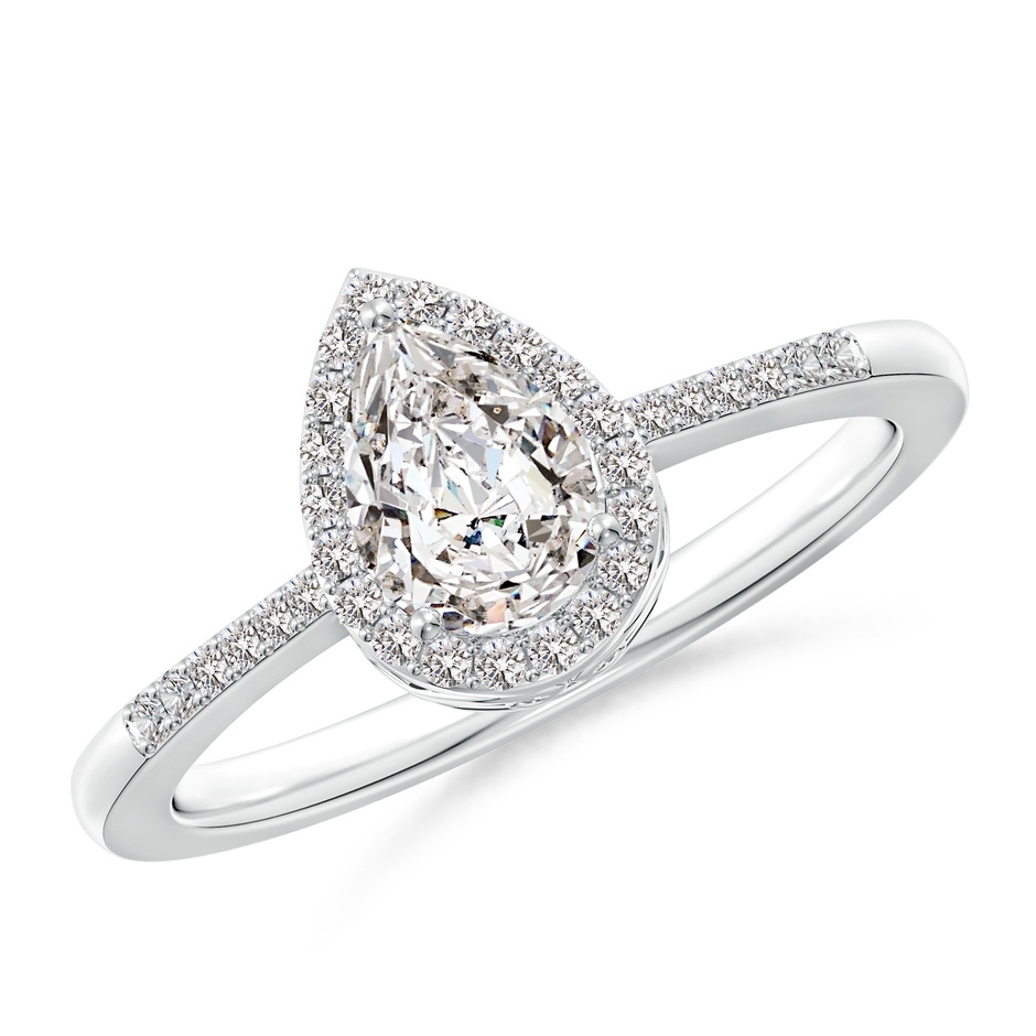 7x5mm IJI1I2 Pear Diamond Ring with Halo in P950 Platinum 
