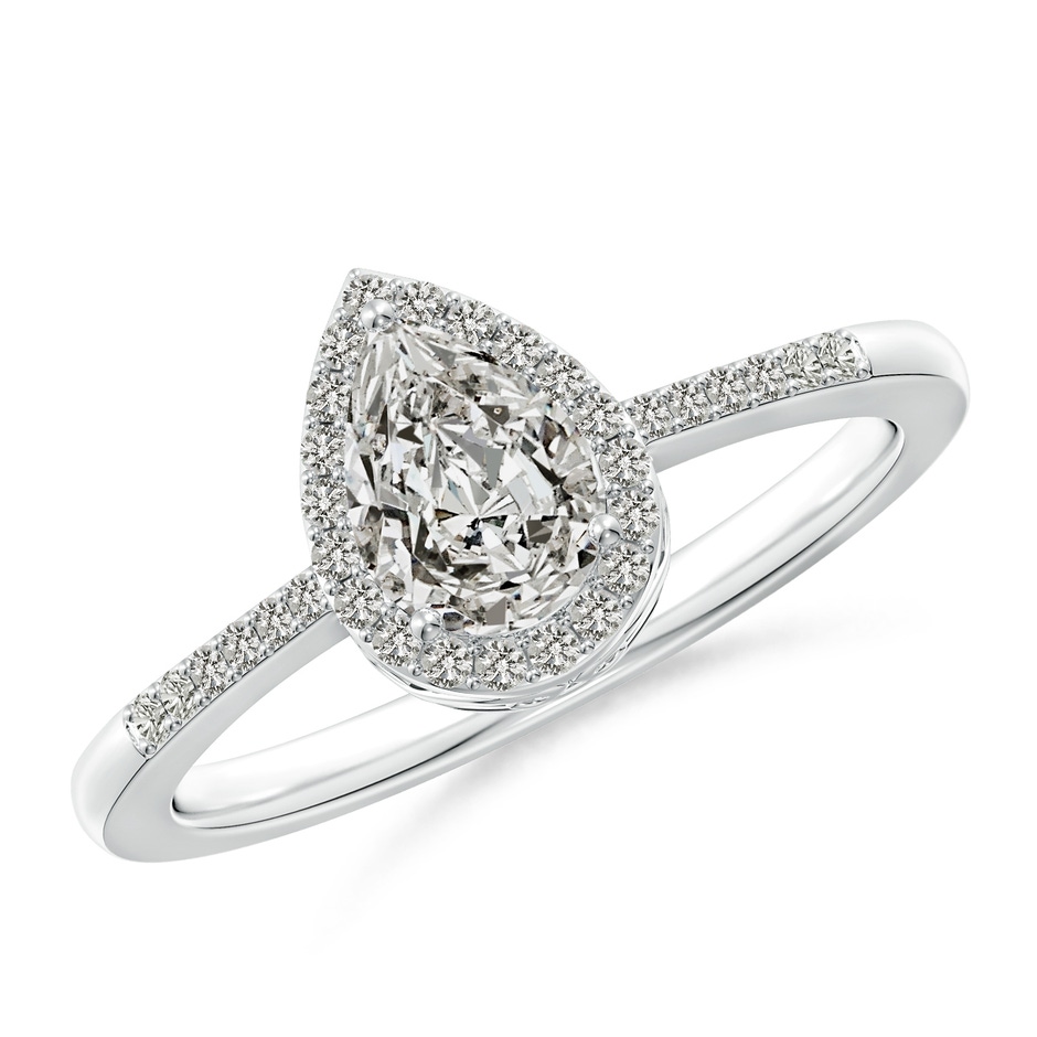 7x5mm KI3 Pear Diamond Ring with Halo in White Gold 