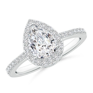 8x5mm HSI2 Pear Diamond Ring with Halo in P950 Platinum