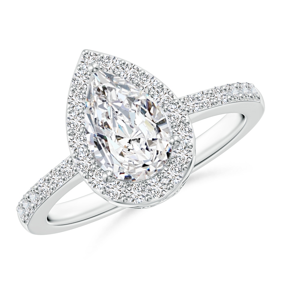 9x6mm HSI2 Pear Diamond Ring with Halo in P950 Platinum 