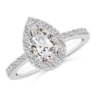 9x6mm IJI1I2 Pear Diamond Ring with Halo in P950 Platinum