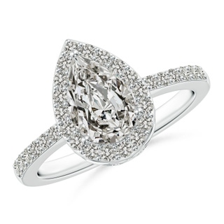 9x6mm KI3 Pear Diamond Ring with Halo in P950 Platinum