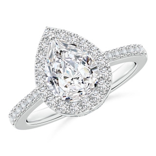 9x7mm HSI2 Pear Diamond Ring with Halo in P950 Platinum