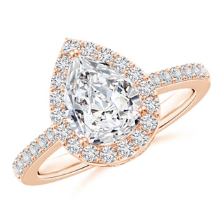 9x7mm HSI2 Pear Diamond Ring with Halo in Rose Gold