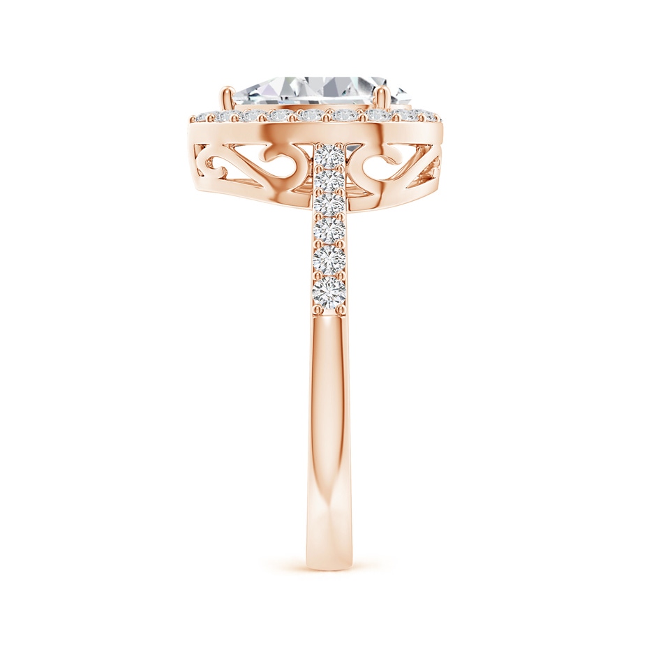 9x7mm HSI2 Pear Diamond Ring with Halo in Rose Gold side 299