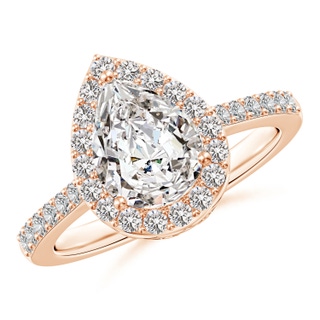 9x7mm IJI1I2 Pear Diamond Ring with Halo in 10K Rose Gold