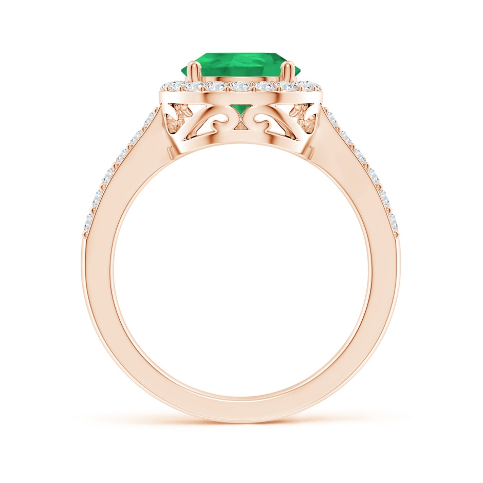 10x8mm A Pear Emerald Ring with Diamond Halo in Rose Gold side 199