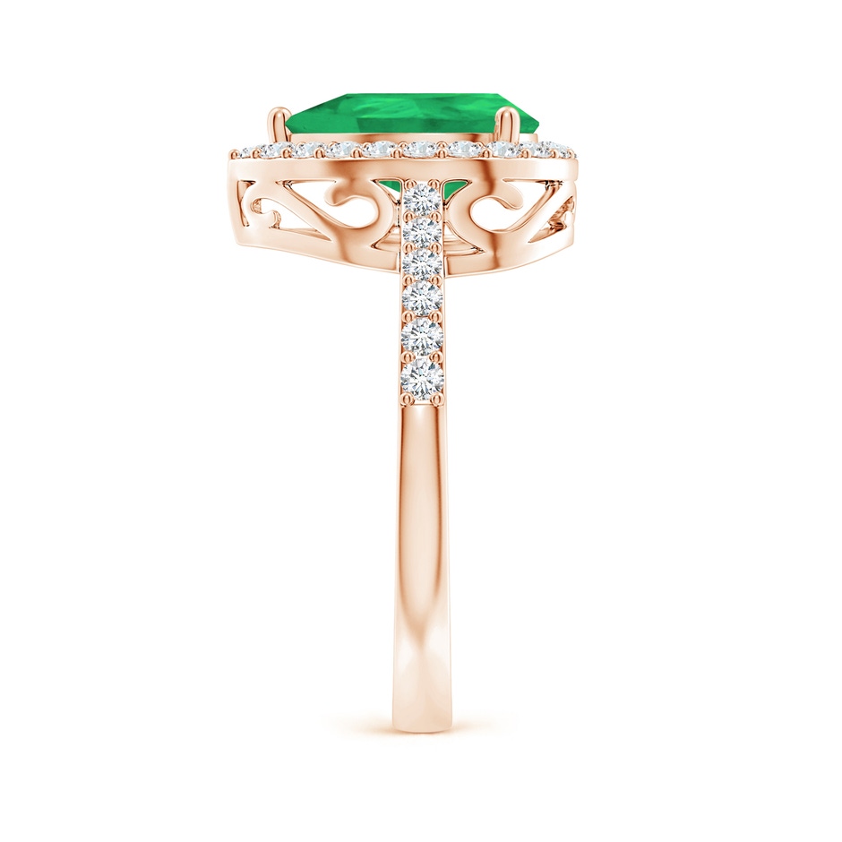 10x8mm A Pear Emerald Ring with Diamond Halo in Rose Gold side 299
