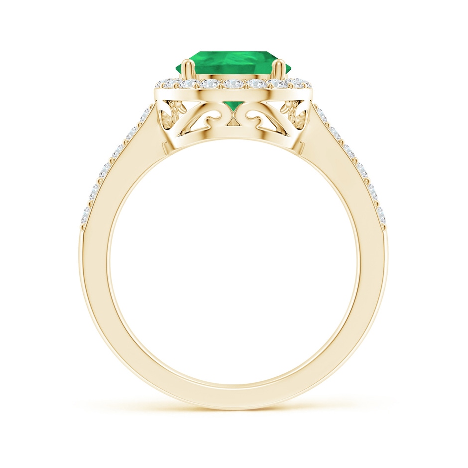 10x8mm A Pear Emerald Ring with Diamond Halo in Yellow Gold side 199