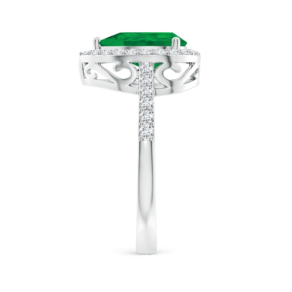 10x8mm AA Pear Emerald Ring with Diamond Halo in P950 Platinum side 299