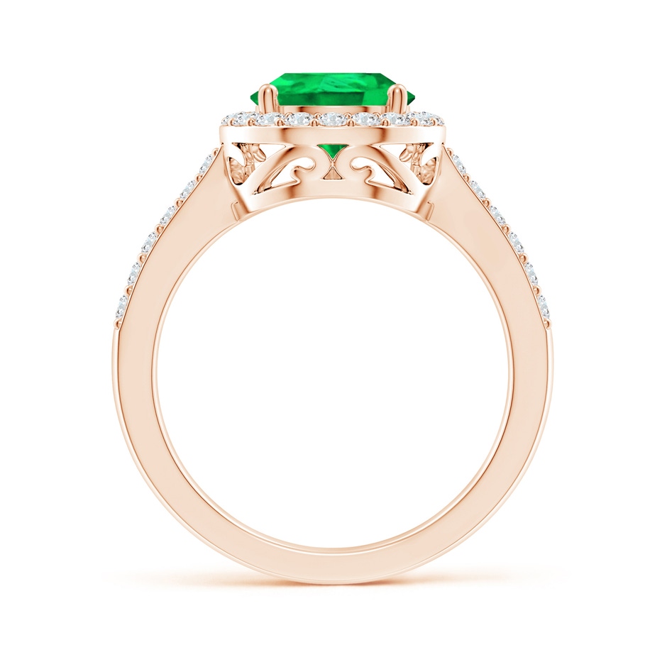 10x8mm AAA Pear Emerald Ring with Diamond Halo in Rose Gold side 199
