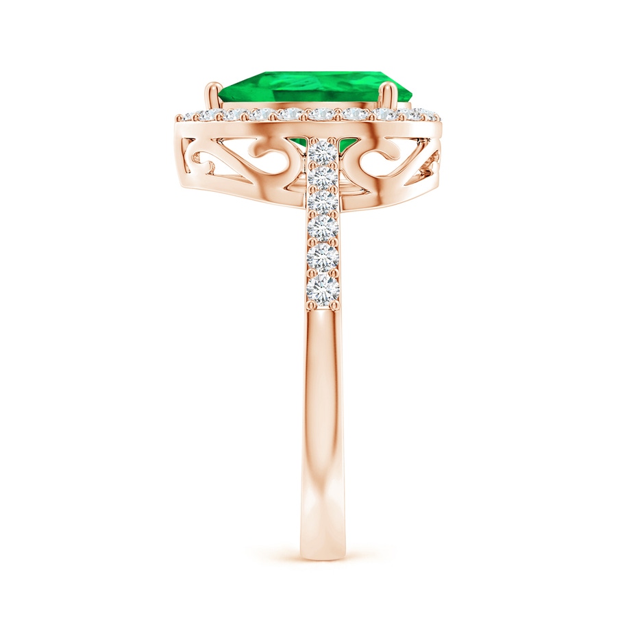 10x8mm AAA Pear Emerald Ring with Diamond Halo in Rose Gold side 299