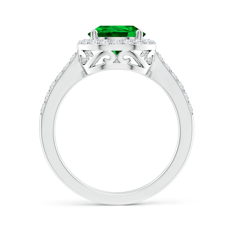 10x8mm AAAA Pear Emerald Ring with Diamond Halo in P950 Platinum side 199