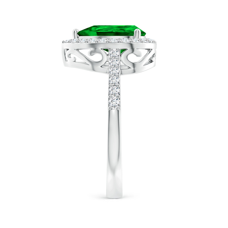 10x8mm AAAA Pear Emerald Ring with Diamond Halo in P950 Platinum side 299