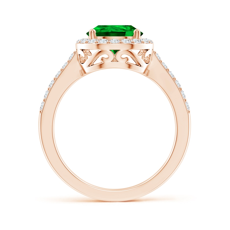 10x8mm AAAA Pear Emerald Ring with Diamond Halo in Rose Gold side 199
