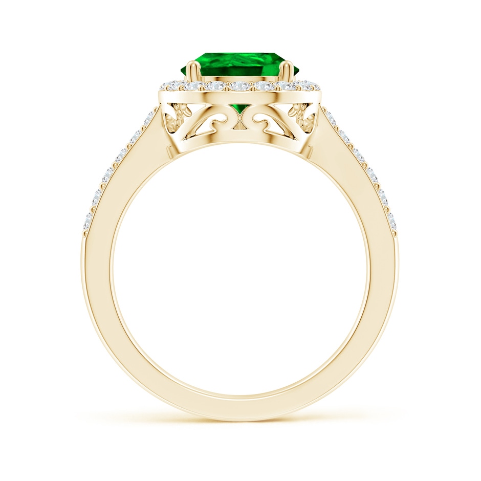 10x8mm AAAA Pear Emerald Ring with Diamond Halo in Yellow Gold side 199