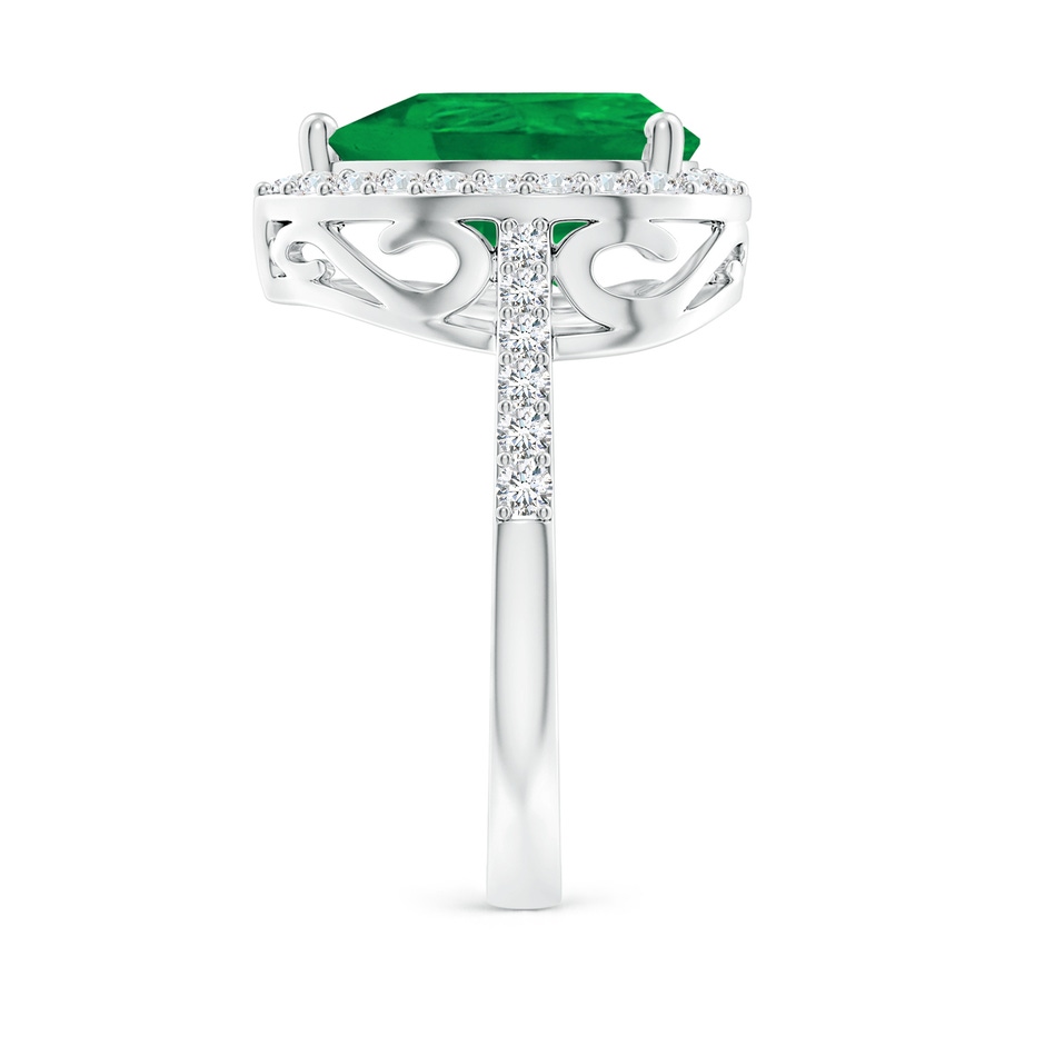 12x10mm AA Pear Emerald Ring with Diamond Halo in P950 Platinum side 299